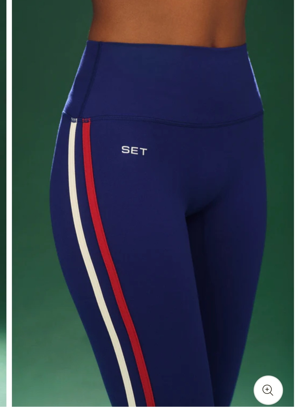 NWT SET Active Cloud Duo Stripe Leggings - Navy with Red Trims - Picture 4 of 4